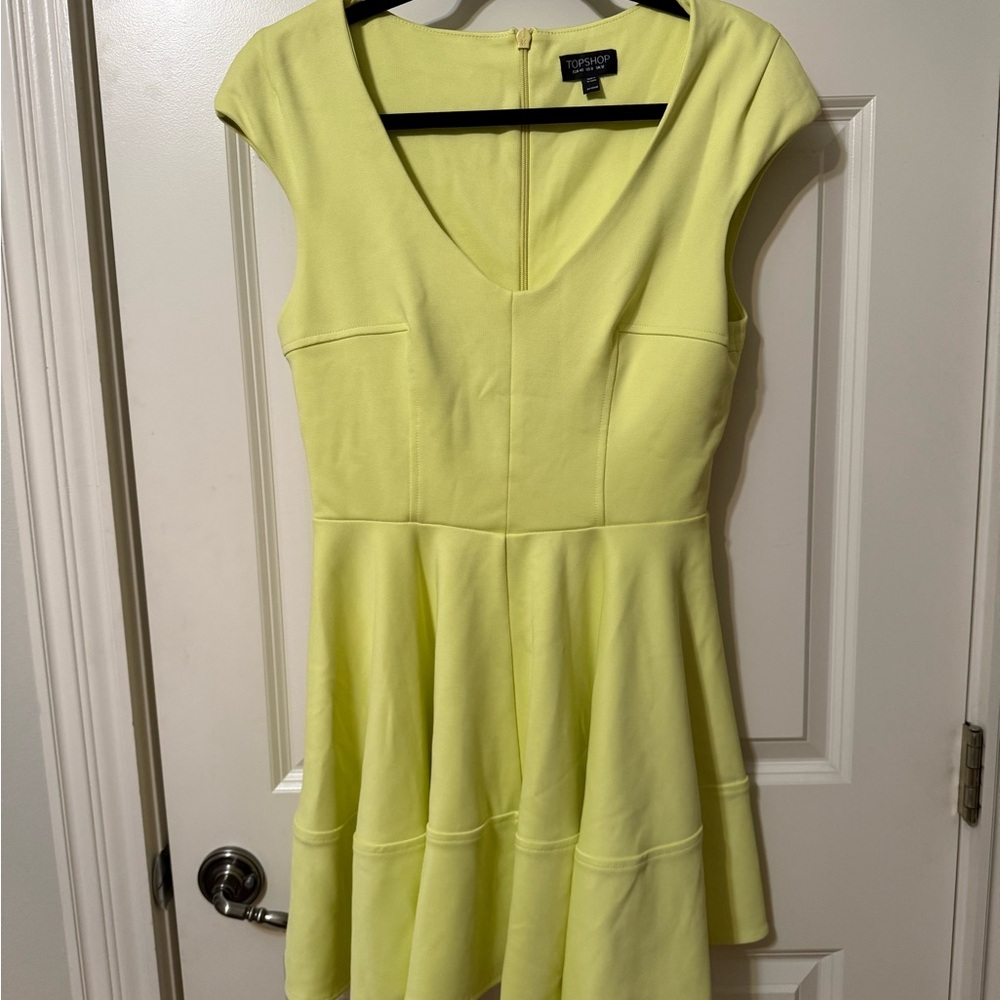 Topshop neon Yellow Cap Sleeve Dress